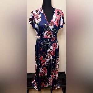 Floral Navy Wrap Dress